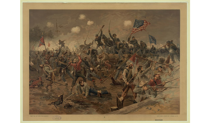 Thure de Thulstrup painting of the Battle of Spotsylvania Court House. Courtesy of the Library of Congress.