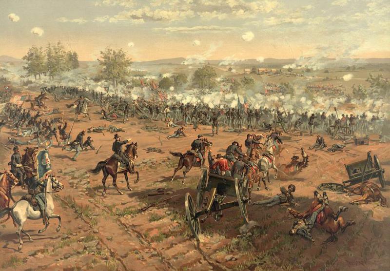 Thure de Thulstrup painting of the Battle of Gettysburg. Courtesy of the Library of Congress.