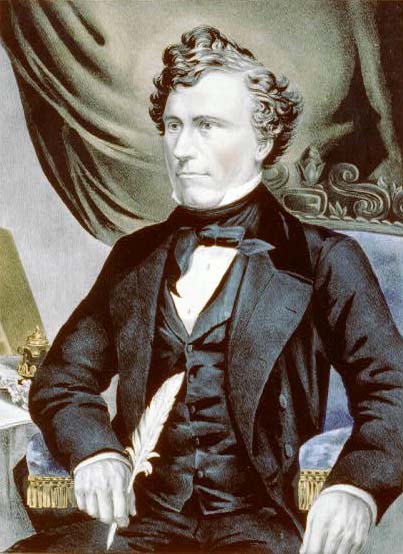 Franklin Pierce, hand-colored lithograph, circa 1853. Image courtesy of the Library of Congress.