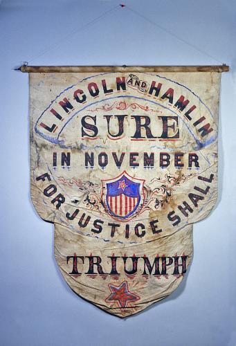 Lincoln and Hamlin campaign banner, 1860. Courtesy of the Smithsonian Institution.
