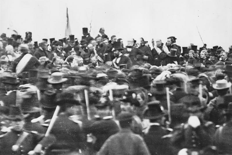 President Lincoln delivering the Gettysburg Address. Courtesy of the Library of Congress.