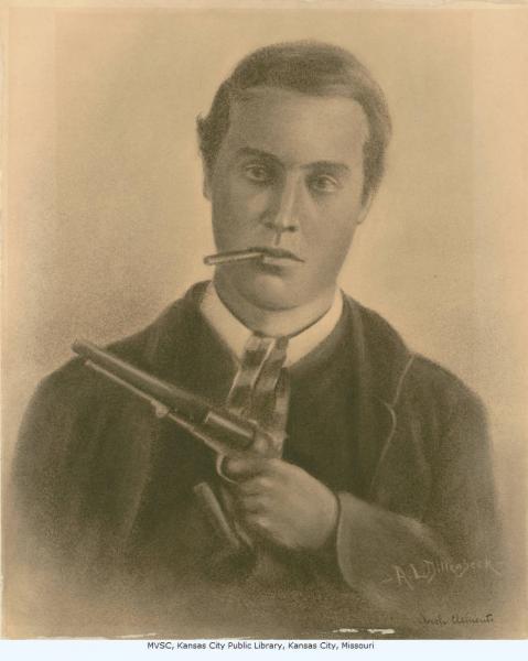 Charcoal portrait of Archie Clement, by A.L. Dillenbeck. Courtesy of the Missouri Valley Special Collections, Kansas City Public Library.