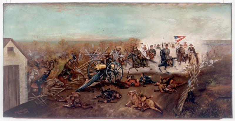 Painting of the Battle of Byram's Ford, by Benjamin Mileham. Courtesy of the Kansas Historical Society.