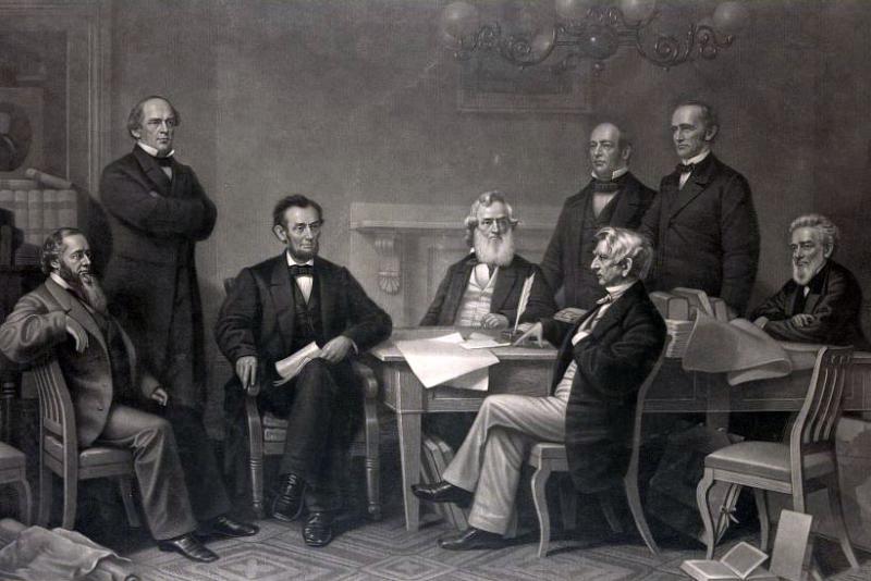 Abraham Lincoln reading the Emancipation Proclamation to his cabinet. Painting by F.B. Carpenter. Courtesy of the Library of Congress.