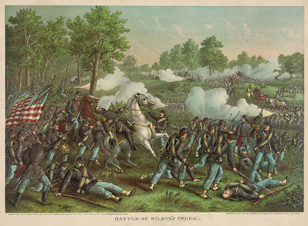 Kurz & Allison painting of the Battle of Wilson's Creek. Courtesy of the Library of Congress.