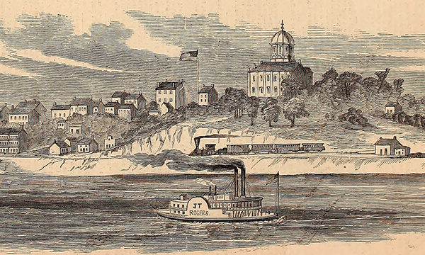 This sketch by Orlando C. Richardson depicts Jefferson City, Missouri. Courtesy of the Internet Archive.