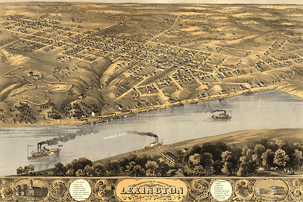 Bird's eye view of Lexington, Missouri. Courtesy of the Library of Congress.