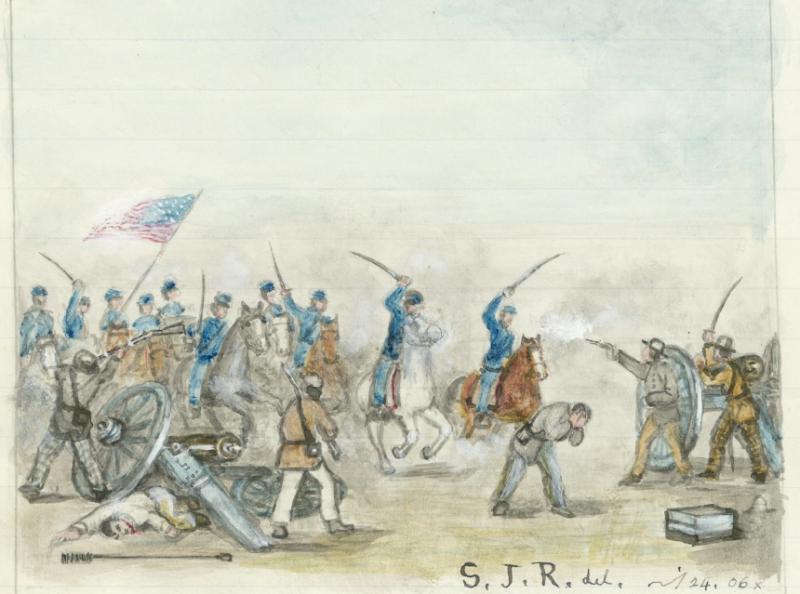 Painting of the Battle of Mine Creek, by Samuel J. Reader. Courtesy of the Kansas Historical Society.