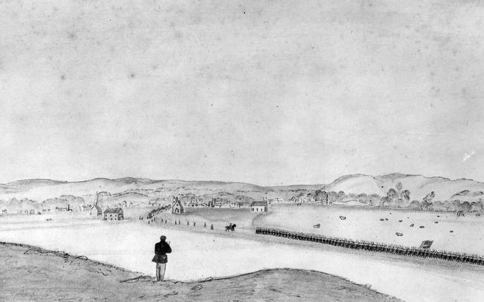 View of Manhattan, Kansas, drawn by a Civil War soldier. Courtesy of the Kansas Historical Society.