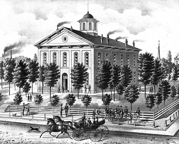The Saline County Courthouse in Marshall, Missouri. Courtesy of the State Historical Society of Missouri - Columbia.