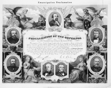 Commemorative print celebrating the emancipation of Missouri slaves. Image courtesy of the Library of Congress.