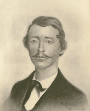 Charcoal drawing of William Clarke Quantrill, by A.L. Dillenbeck. Courtesy of the Missouri Valley Special Collections.