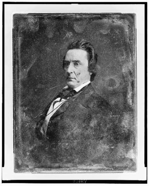 David Rice Atchison personally led Missouri "border ruffians" in their often-violent efforts to secure Kansas as a slave state, including an attack on Lawrence, Kansas in 1856. Photograph by Matthew Brady. Courtesy of the Library of Congress.
