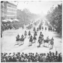 Washington, D.C. Mounted Officers and Unidentified Units Passing on Pennsylvania Avenue      Near the Treasury
