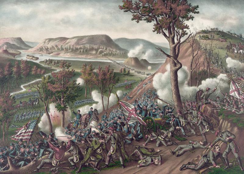 Kurz & Allison portrait of the Battle of Missionary Ridge. Courtesy of the Library of Congress.