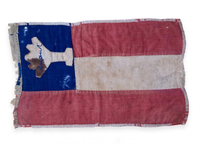 William Clarke Quantrill's flag, found in Olathe following Quantrill's Raid. Courtesy of the Kansas Historical Society.